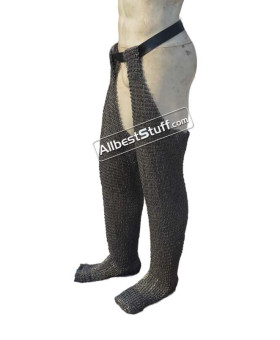 Wedge Riveted with Alternating Solid Chainmail Legging Length 35